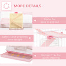 PawHut Four-Level Small Animal Cage, Indoor Pet House, Pink, 81 x 52.5 x 114 cm