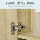 kleankin LED Bathroom Mirror Cabinet Wall-Mounted W/ Adjustable Shelves Natural