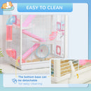 PawHut Hamster Cage with Tubes, Gerbil Cage w/ Detachable Bottom, Ramps