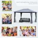 Outsunny 4 x 3(m) Outdoor Gazebo Canopy Pavilion w/ Curtains Netting Sidewalls