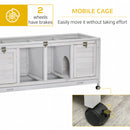 PawHut Rabbit Hutch Mobile Separable Guinea Pig Cage w/ Wheels, Slide-Out Tray