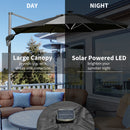Outsunny 3m Solar LED Cantilever Parasol Adjustable Garden Umbrella Dark Grey