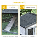 PawHut Large Rabbit Hutch with Run, Tray, Ramp, Wooden Guinea Pig House, Grey