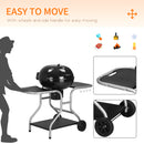 Outsunny Garden Charcoal Barbecue Grill Trolley BBQ Patio Heating w/ Wheels