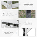 Outsunny 3.2m Pop Up Gazebo Hexagonal Canopy Tent Outdoor w/Sidewalls Light Grey