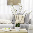 HOMCOM Artificial fake faux Flowers Potted White Orchid Plant Home Décor