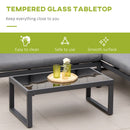 Outsunny 3 PCs L-shape Garden Corner Sofa Set with Padded Cushions, Aluminium