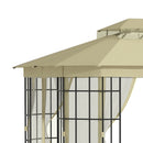 Outsunny 3.7 x 3(m) Patio Gazebo Garden Shelter w/ Mosquito Netting, Beige