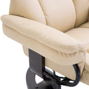 HOMCOM PU Leather Manual Reclining Armchair Footstool Set Padded Seat Cream