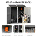 Outsunny Garden Storage Shed Tool Organizer w/ Table, 139x75x160cm, Dark Grey