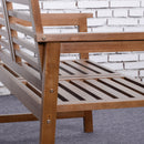 Outsunny 2-Seater Wooden Garden Bench w/ Backrest and Armrest for Yard Brown