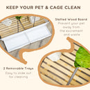 PawHut Small Pet Cage, Indoor Rabbit Guinea Pig House w/ Wood Floor, Trays