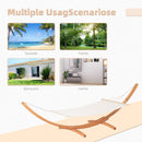 Outsunny Outdoor Garden Hammock Swing Hanging Bed w/Wooden Stand for Patio White
