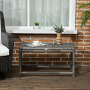 Outsunny Outdoor Coffee Table, PE Rattan Side Table w/ Plastic Board, Grey