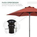 Outsunny 2m Parasol Patio Umbrella, Outdoor Sun Shade with 6 Ribs Wine Red