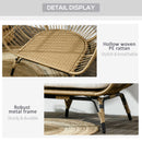 Outsunny Round PE Rattan Outdoor Egg Chair w/ Padded Cushions for Garden, Khaki