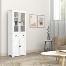 HOMCOM Kitchen Cupboard Storage Cabinet Adjustable Shelves, Glass Door, 160cm
