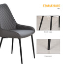 HOMCOM Set Of 2 Quilted PU Leather Dining Chairs w/ Metal Frame 4 Legs Grey