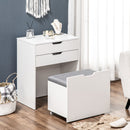 HOMCOM Dressing Table with Mirror and Stool, Vanity Table with Storage, White