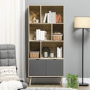 HOMCOM Freestanding Bookshelf with Bottom Cabinet and 6 Open Shelves, Natural