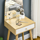 HOMCOM Dressing Table with Big Mirror, Makeup Desk with Drawer, Natural