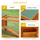 PawHut Rabbit Hutch and Run Outdoor w/ Sliding Tray Hay Rack Ramp, 156x58x68 cm