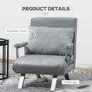 HOMCOM Sofa Bed Foldable Portable Armchair Sleeper Lounge with Pillow Light Grey