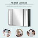 kleankin LED Bathroom Mirror Cabinet with Shelves Wall Mount High Gloss Black