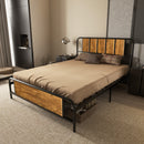 HOMCOM Double Bed Frame Steel Bed Base with Headboard 145 x 199cm Brown
