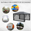 Outsunny 4 m x 3 m  Gazebo Party Tent Outdoor Tent w/ Mesh Sidewalls Dark Grey