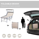 Outsunny Outdoor Lounger Fold 180° Reclining Chair w/ Adjustable Canopy Beige