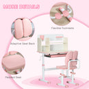 HOMCOM Kids Desk and Chair Set with Storage Shelves, Washable Cover - Pink
