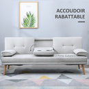 HOMCOM 3 Seater Sofa Bed Scandi Style Recliner Adjustable Back Middle Table
