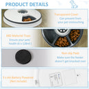 PawHut Pet Feeder w/ Digital Timer Six-Meal Food Dispenser Trays White
