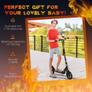 HOMCOM Foldable Kick Scooter for Kids w/ Adjustable Height, Break, Big Wheels