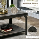 HOMCOM Rustic Coffee Table, 2-Tier Centre Table W/ Storage and Steel Frame
