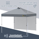 Outsunny 3x3(M) Pop Up Gazebo Canopy Tent w/ 1 Sidewall Carrying Bag Grey
