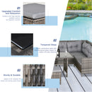 Outsunny 6 PCs Patio wicker Sofa Set Rattan Chair Furniture w/ Glass & Cushioned