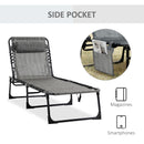 Outsunny Lounger Folding Reclining Camping Bed 5-position Adjustable Mixed Grey