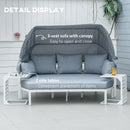 Outsunny 4 PCS Outdoor Garden Sofa Set, Lounge Bed with Canopy, Padded Cushions