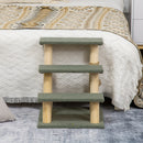 PawHut Dog Steps for Bed 3 Step Pet Stairs Cat Tree Tower w/ Jute Toy Ball Green