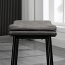HOMCOM Breakfast Bar Stools Set of 2 Upholstered Barstools w/ Curved Seat Grey