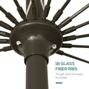 Outsunny 2.6m Round Curved Adjustable Parasol Sun Umbrella Metal Pole Green