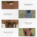 Outsunny 3.2m Pop Up Gazebo Hexagonal Canopy Tent Outdoor w/Sidewalls Brown