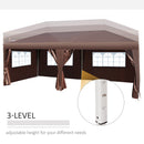 Outsunny 3m x 6m Pop Up Gazebo Party Tent Canopy Marquee with Storage Bag Coffee