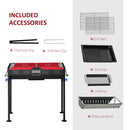 Portable Charcoal Barbecue Grill with Side Shelves for Outdoor Picnic Camping