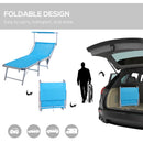 Outsunny Outdoor Lounger Fold 180° Reclining Chair w/ Adjustable Canopy Blue