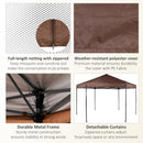 Outsunny 4x4m Garden Gazebo Tent Outdoor Metal Adjustable Sunshade w/ Net