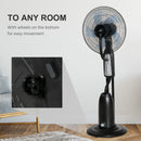 HOMCOM Pedestal Fan with Water Mist Spray Standing Fan w/ 2.8L Water Tank Black