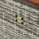 Outsunny Patio PE Rattan Wicker Storage Bench Box with Natural Wood Top Lid